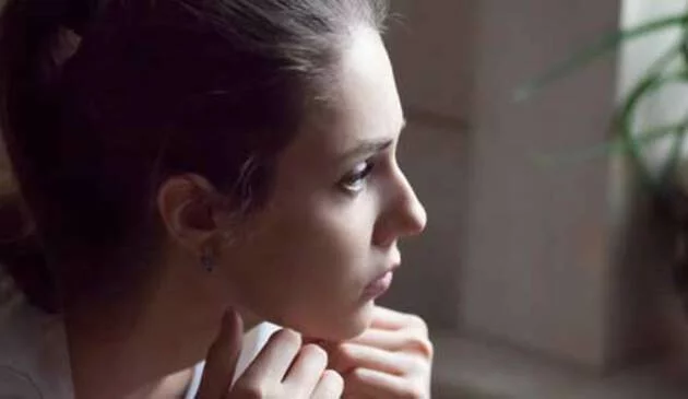 Woman looking scared