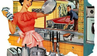 woman in vintage kitchen