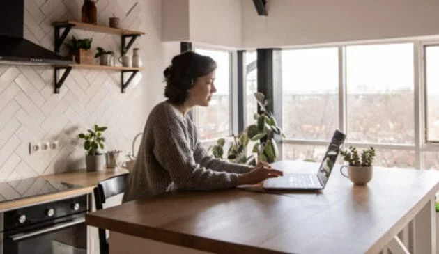 Woman working from home