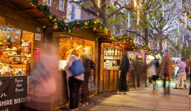 Stalls at York Christmas market