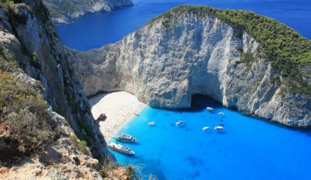 Aerial view of the coast in Zakynthos