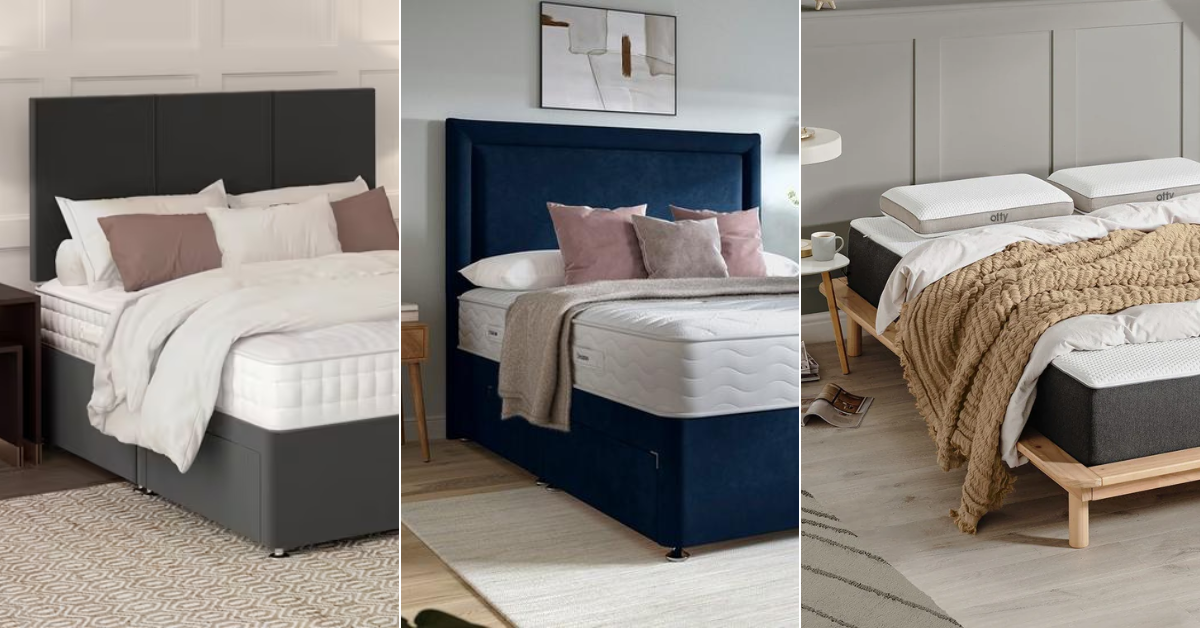 A photo grid showing three different firm mattresses side by side