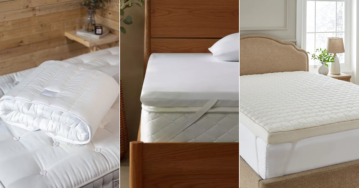 A product grid of three different mattress toppers