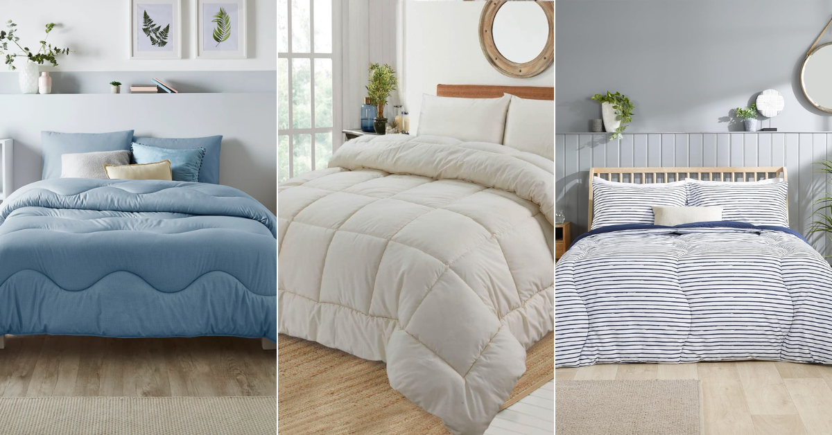 A grid showing three different types of coverless duvets from NightLark, Slumberdown and more