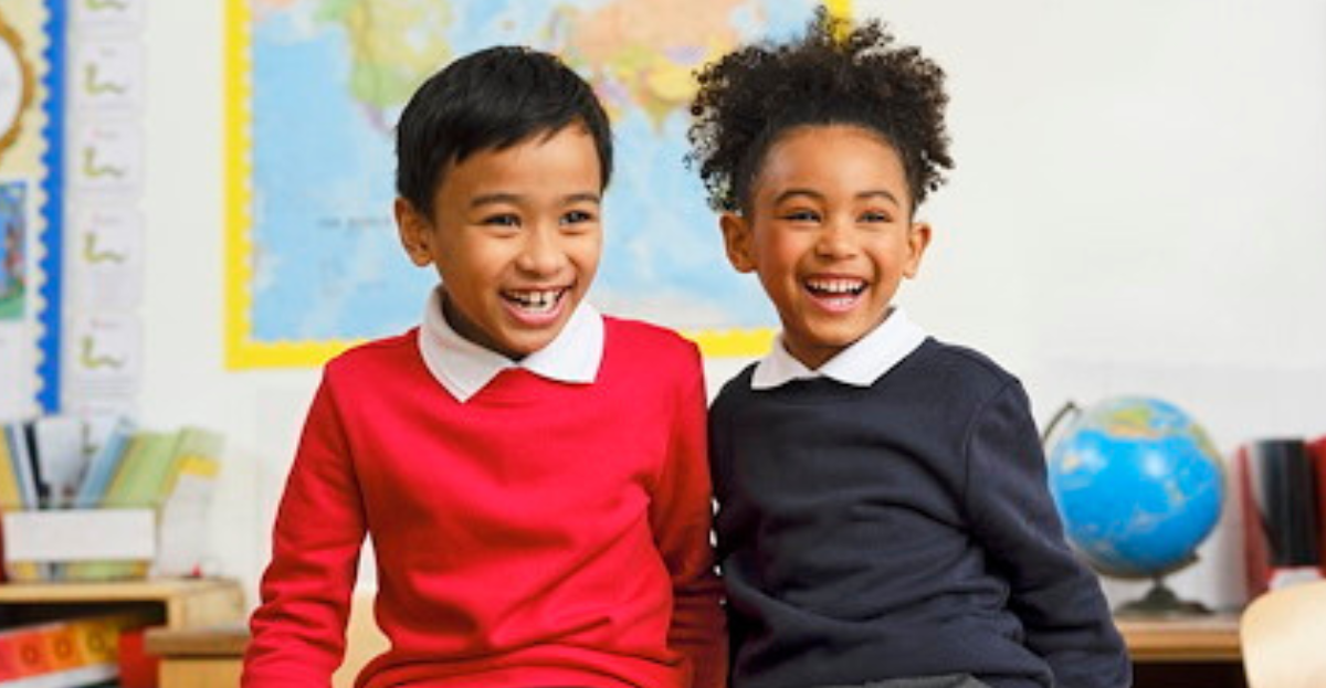 Children in school uniform