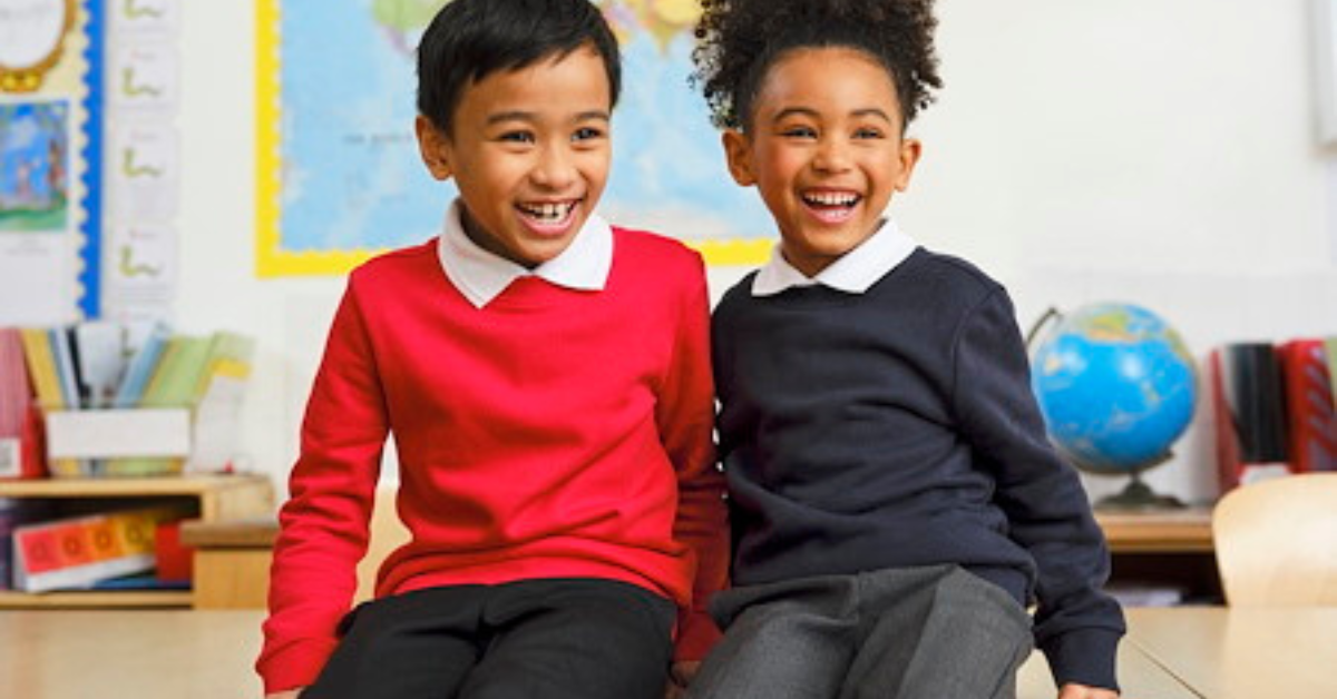 Children in Tesco school uniform