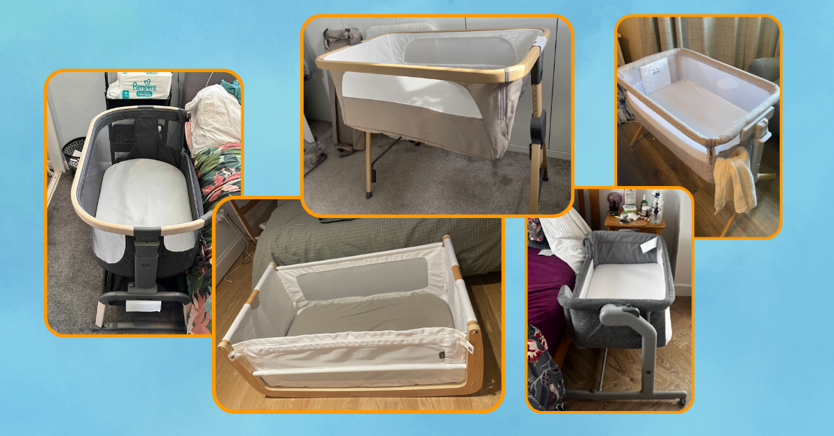 best cribs hero image featuring Maxi-Cosi Iora Air, Chicco Next2Me Armonia, Silver Cross Lunar, Snuzpod 5, Chicco Next2Me Magic